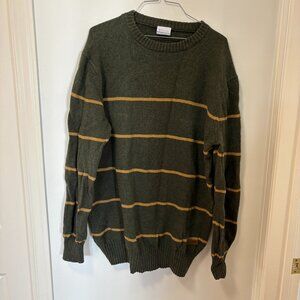 COLUMBIA Cotton Wool Blend Sweater Size XXL Striped Green Winter Outdoor Camping